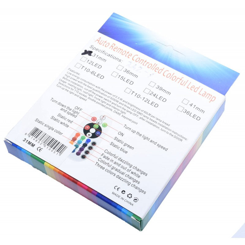 Led RGB Auto 31 mm cu Telecomanda - Frize