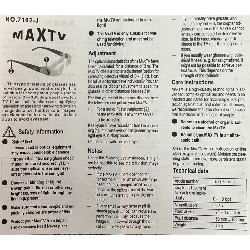 Lupa Ochelari - 3 Max Tv 7102J - Frize