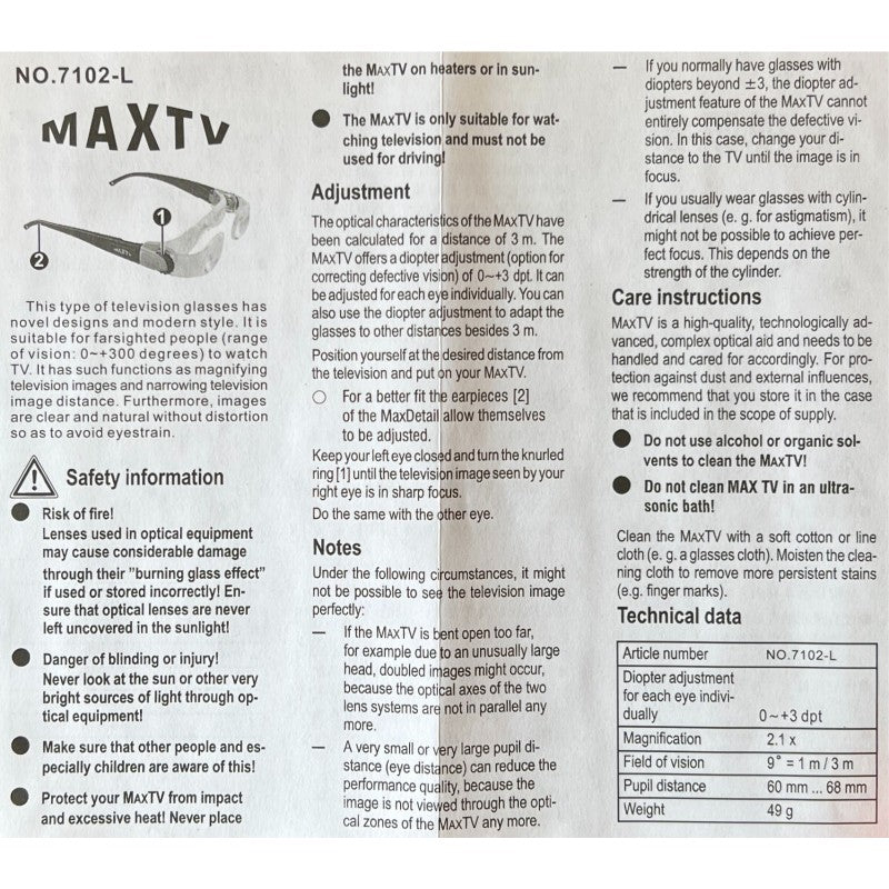 Lupa Ochelari +3 Max Tv 7102L - Frize