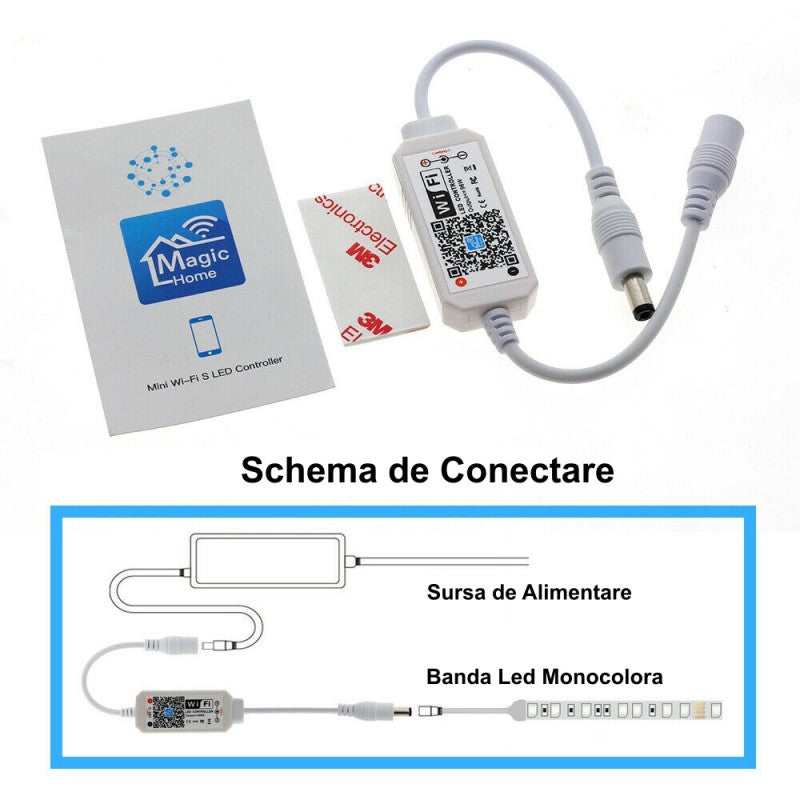 Mini Controler Smart Led Monocolor cu Wifi 5-24V - Frize