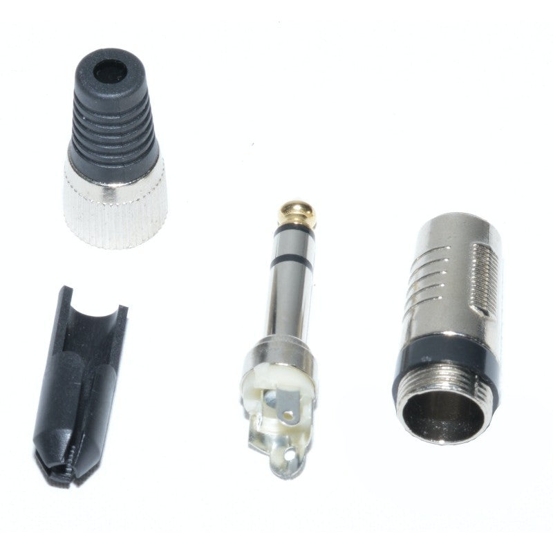 Mufa JACK 6,3 Stereo Tata, inel Negru - Frize