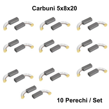 Set 10 Perii Colectoare din Carbon 5x8x20 - Accesorii pentru Motoare Electrice, Generatoare și Utilaje