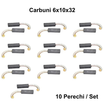 Set 10 Perii Colectoare cu Carbon 6x10x32mm cu Arc – Accesorii pentru Motor Electric, Reparatii si Intretinere