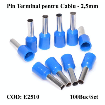Pin Terminal de Cablu E2510 Albastru, 100Buc/Set - Frize