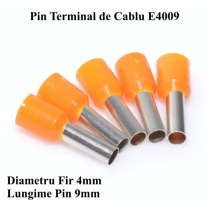 Pin Terminal de Cablu E4009 Portocaliu, 100Buc/Set - Frize