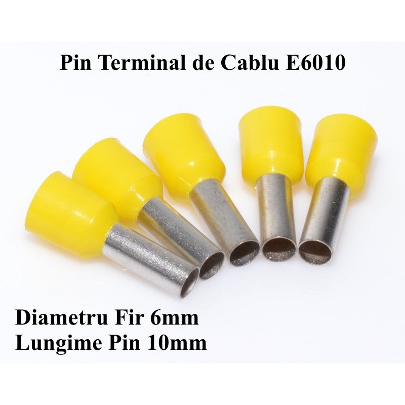 Pin Terminal de Cablu E6010 Galben, 100Buc/Set - Frize