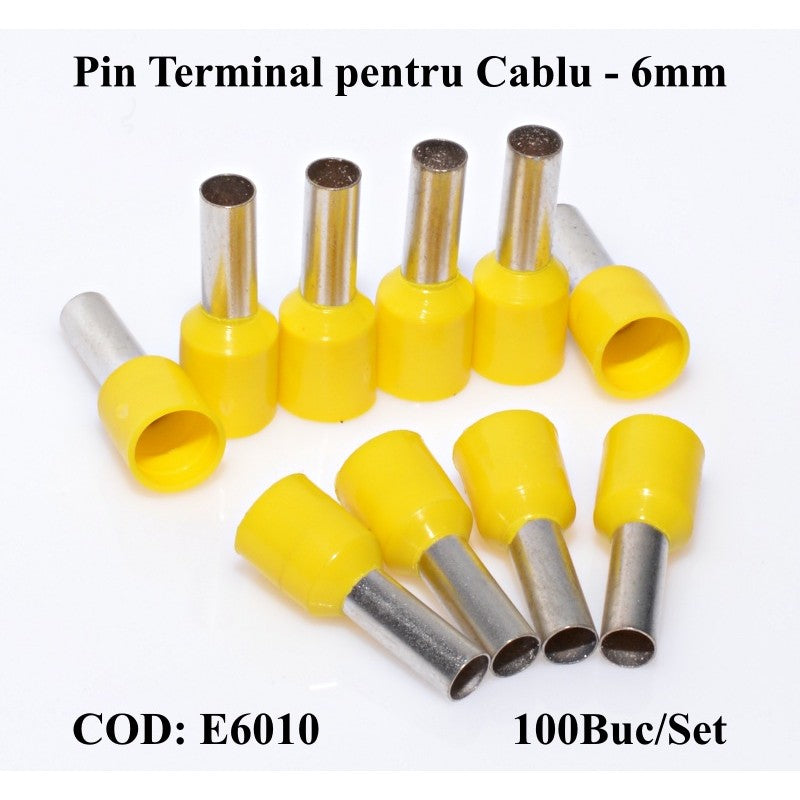 Pin Terminal de Cablu E6010 Galben, 100Buc/Set - Frize