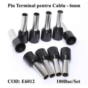 Pin Terminal de Cablu E6012 Negru, 100Buc/Set - Frize