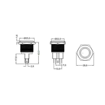Push Buton 22mm/24V Led Alb - Frize