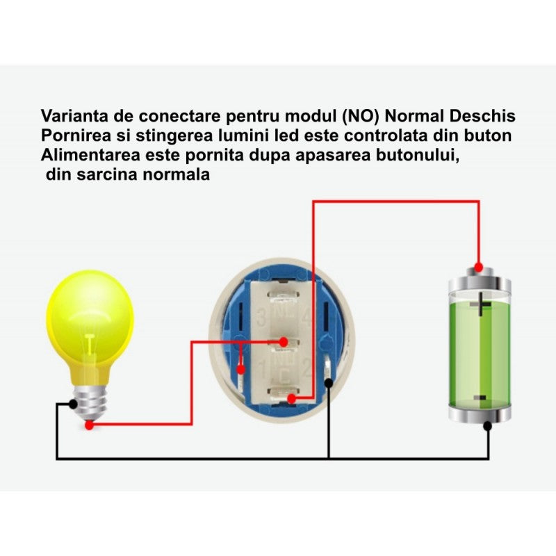 Push Buton 5-24V / 19mm, Minus (-) Led Albastru - Frize