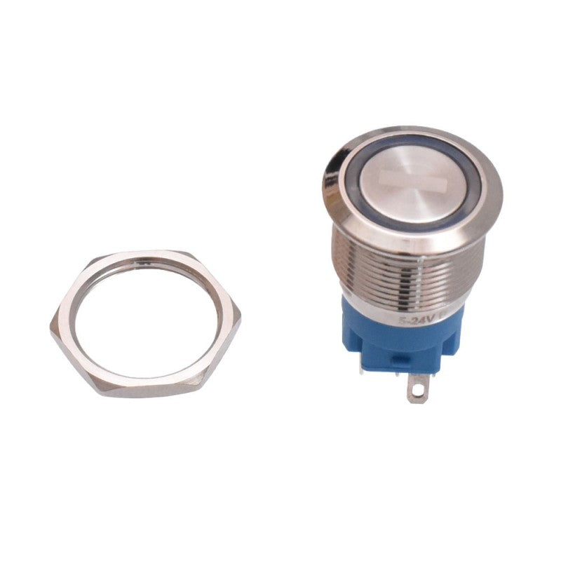 Push Buton 5-24V / 19mm, Minus (-) Led Albastru - Frize