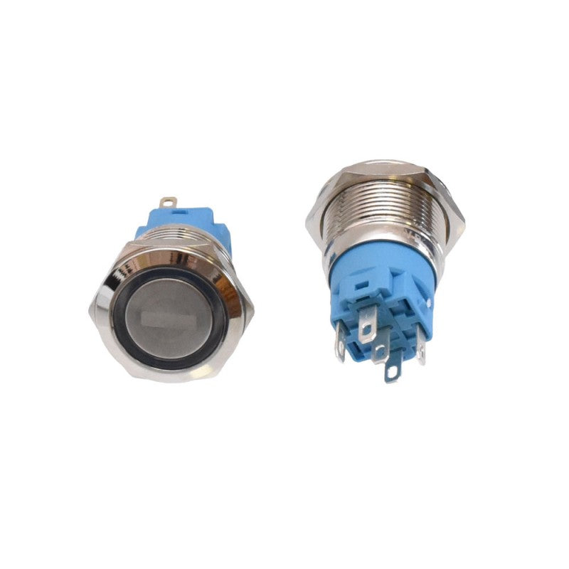 Push Buton 5-24V / 19mm, Minus (-) Led Albastru - Frize