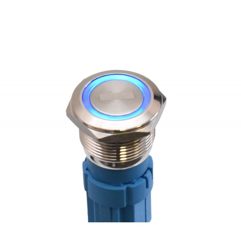 Push Buton 5-24V / 19mm, Minus (-) Led Albastru - Frize