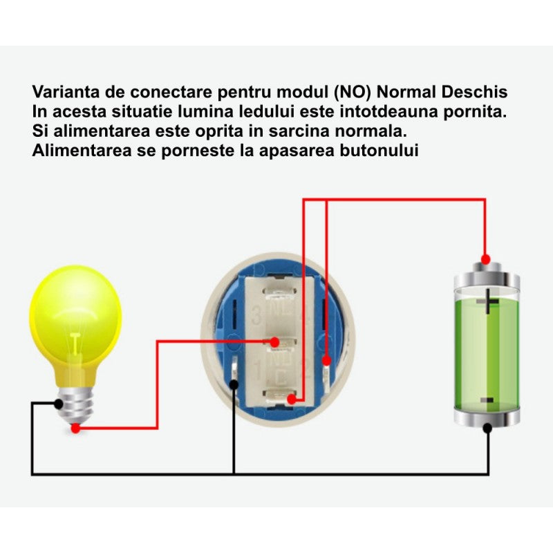 Push Buton 5-24V / 19mm, Minus (-) Led Albastru - Frize