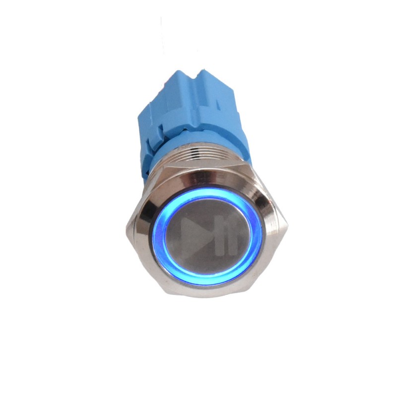 Push Buton 5-24V / 19mm (Play) Led Albastru - Frize