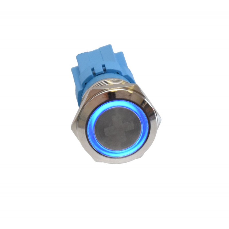 Push Buton 5-24V / 19mm, Plus (+) Led Albastru - Frize