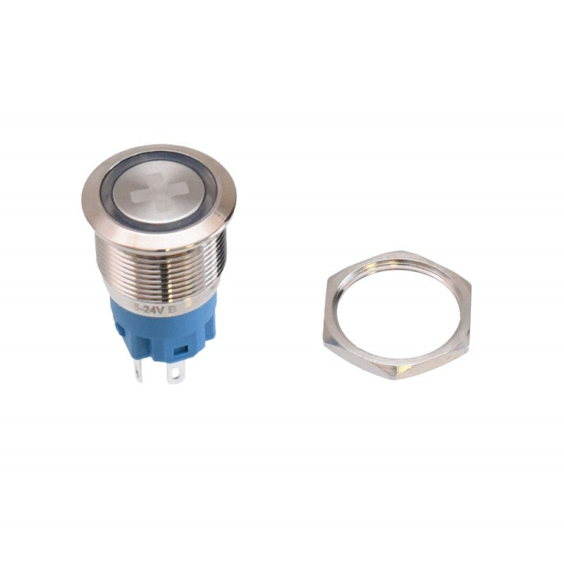 Push Buton 5-24V / 19mm, Plus (+) Led Albastru - Frize