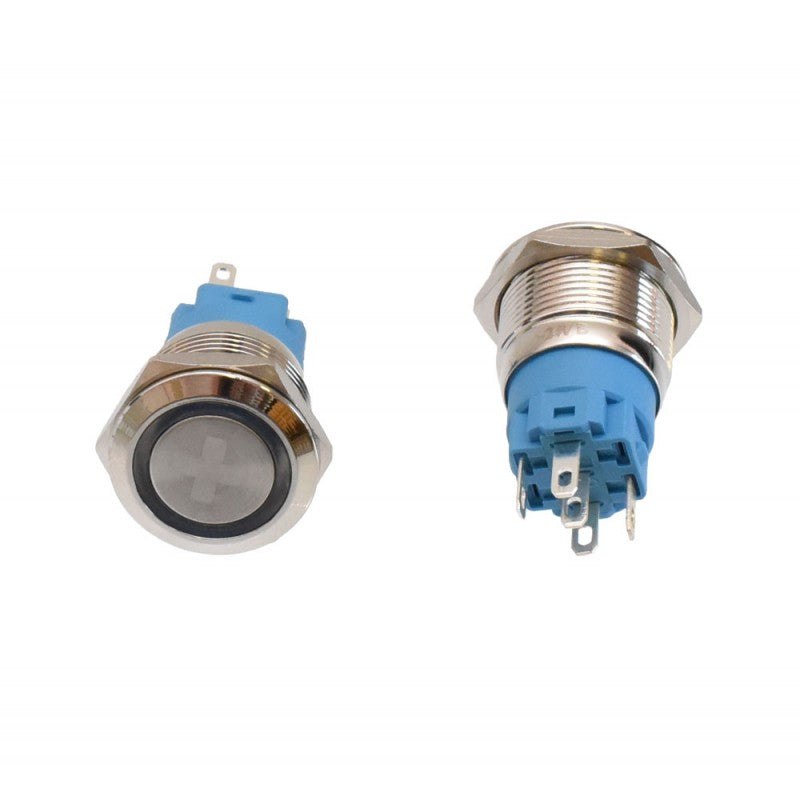 Push Buton 5-24V / 19mm, Plus (+) Led Albastru - Frize