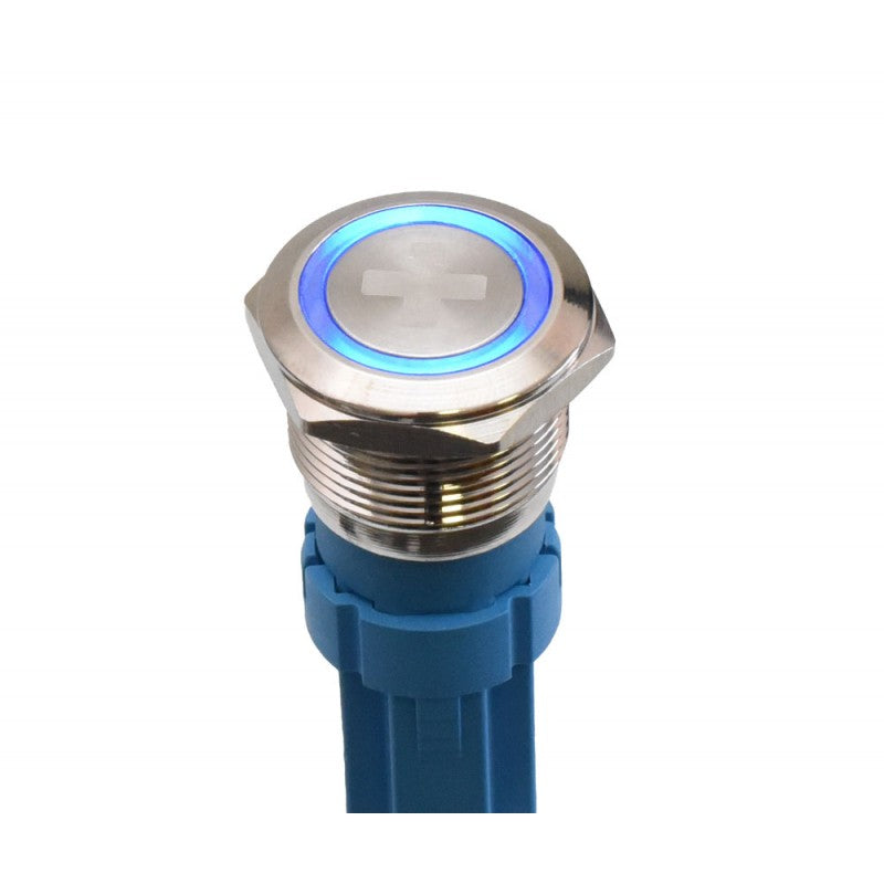 Push Buton 5-24V / 19mm, Plus (+) Led Albastru - Frize