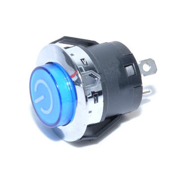 Push Buton Albastru 22x32mm cu Retinere 24V - 20A - Frize