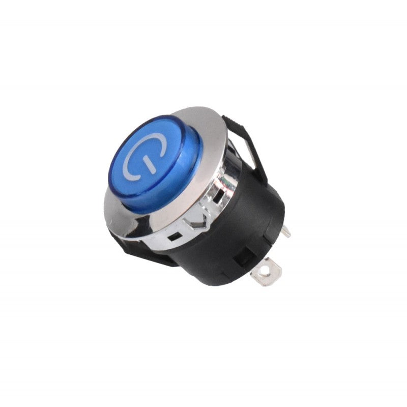 Push Buton Albastru 22x32mm cu Retinere 24V - 20A - Frize