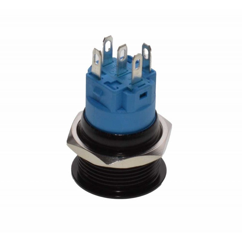 Push Buton Negru 19mm/Retinere cu Led Albastru - Frize