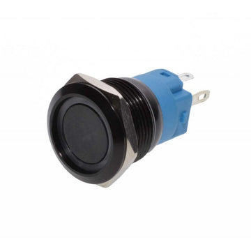 Push Buton Negru 19mm/Retinere cu Led Albastru - Frize