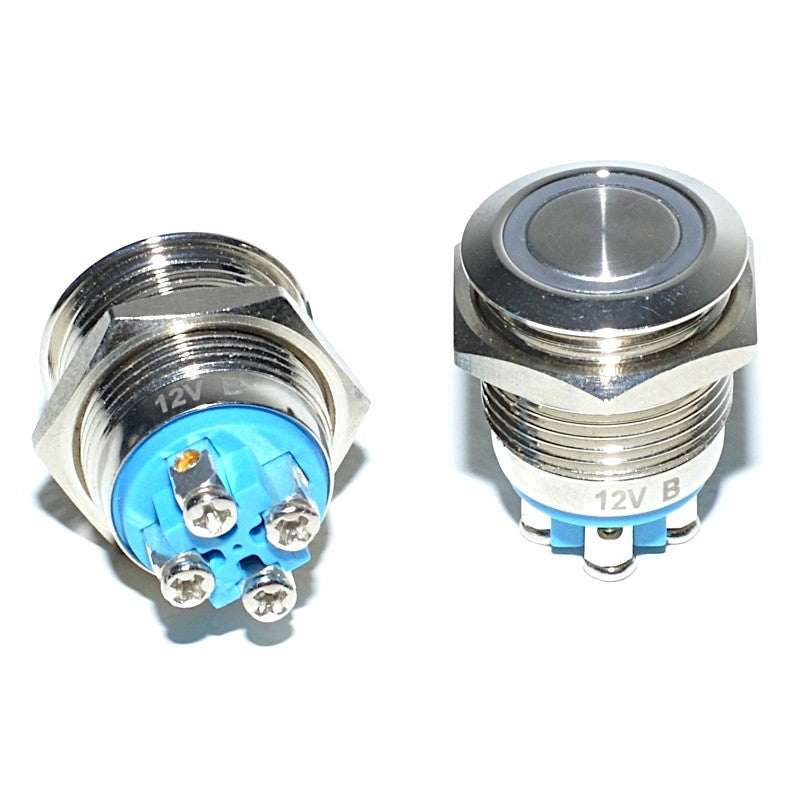 Push Metalic 16mm cu Led fara Retinere  12V - Frize