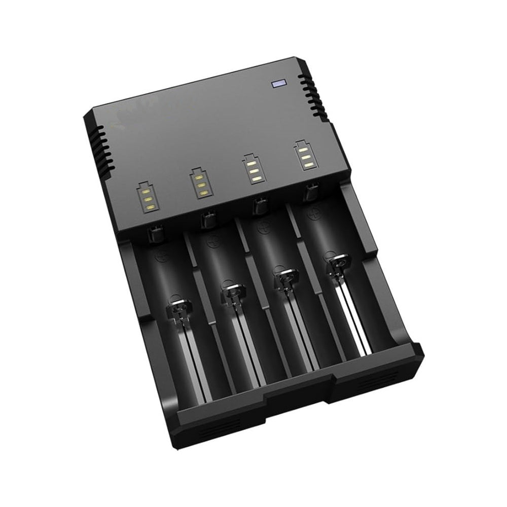 Incarcator Pentru 4 Acumulatori Li-ion Ni-MH Ni-Cd Afisaj Baterie, Compatibil cu 26650 22650 18650 18490 18350 17500 14500 10440 16350 CR123 - Frize
