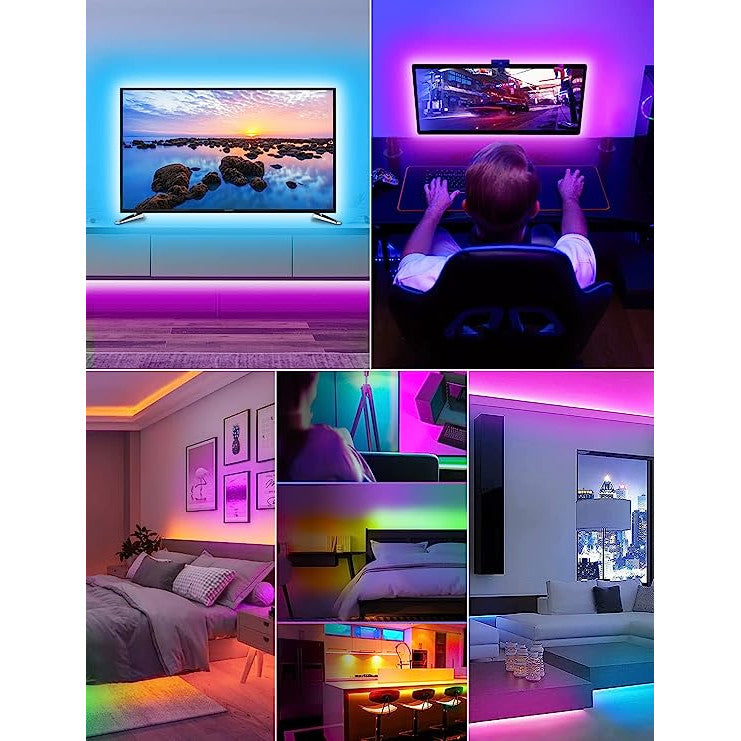 Kit Banda Led RGB pentru TV, Lungime 3M, Control din Aplicatie, Iluminare Personalizata cu Banda LED USB, Telecomanda Inclusa, Protectie IP20, Alimentare 5V - Frize