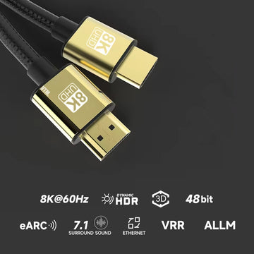 Cablu HDMI 8K Ultra HD 15M Auriu – Compatibil cu PS5, Xbox și OLED TV, Suport 120Hz și 60Hz pentru Gaming și Streaming