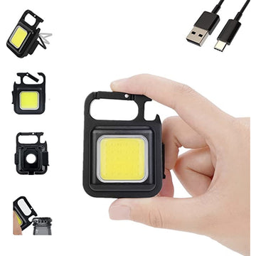 Mini Proiector Led Portabil Tip Breloc, Port Type C, Rezistent la Apa, Magnet, 4 Moduri de Lumina, Perfect Pentru Pescuit, Camping, Drumetii, Ciclism, Negru - Frize