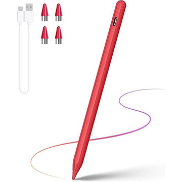 Stylus Pen Magnetic VTM., Compatibil cu iPad Apple, USB-C, Capete de Schimb Incluse, Precizie si Sensibilitate Avansata, Design Elegant, Rosu