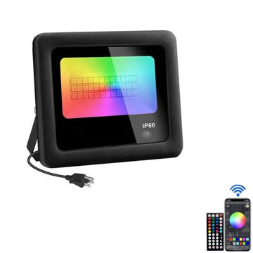 Proiector LED RGBCCT Inteligent, Aplicatie, Interior/Exterior, Rezistent la Apa, Control Din Telefon Prin Internet, Sincronizare Muzica, Telecomanda, Mod Programare Lumini, 30W, Negru - Frize