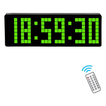 Ceas Digital de Masa si de Perete cu Lumina Led Verde, Cronometru, Timer, Calendar, Alarma, Termometru, Functie Snooze, 5 Trepte de Intensitate, Telecomanda, 32cm