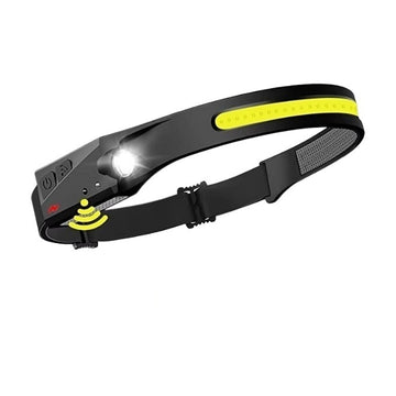 Lanternă de Cap LED Profesională cu Acumulator Inclus – Flexibilă, Rezistentă la Apă, Senzor de Mișcare și 4 Moduri de Lumină pentru Pescuit, Vânătoare, Camping și Alergare, Culoare Neagră