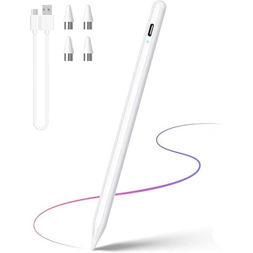 Stylus Pen Magnetic VTM., Compatibil cu iPad Apple, USB-C, Capete de Schimb Incluse, Precizie si Sensibilitate Avansata, Design Elegant, Alb