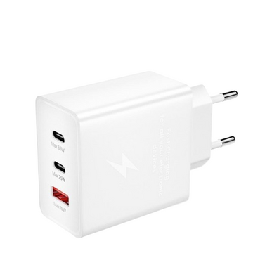 Încărcător Rapid VTM 65W PD Trio cu 2 Porturi Tip C și USB 2.0 – Alb, Ideal pentru Smartphone-uri și Tablete