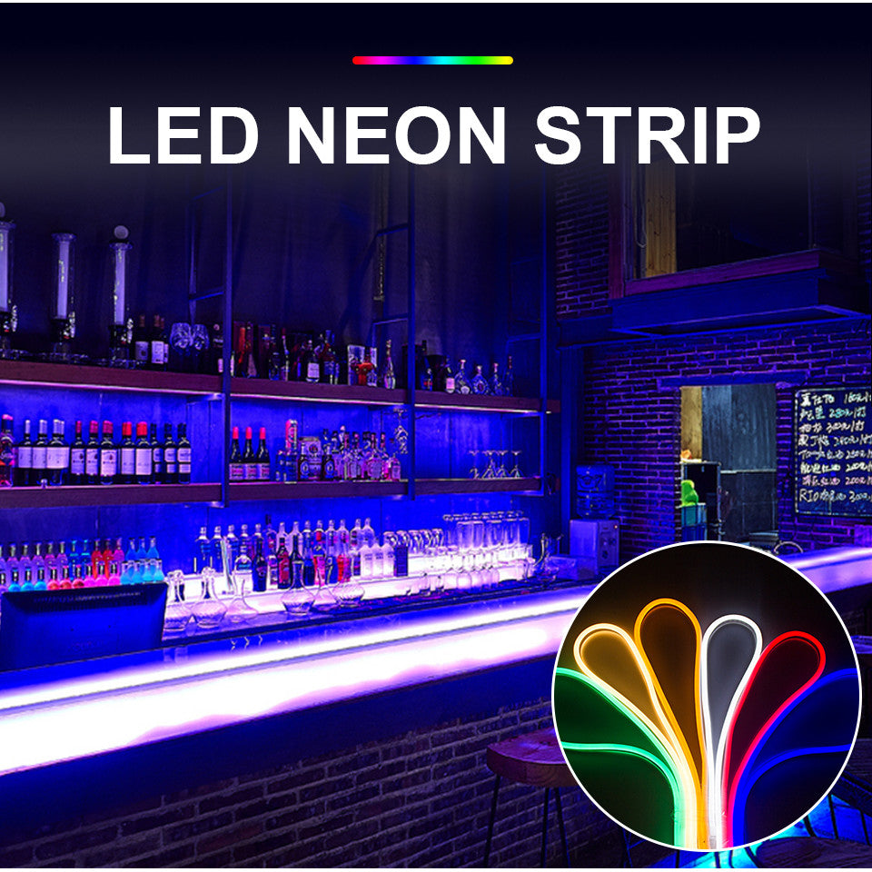 Kit Banda Led Neon RGBIC Inteligenta, WI-FI, Exterior/Interior, Rezistenta la Apa, Control Din Telefon Prin Internet, Conectare USB, Sincronizare Muzica, Telecomanda, 3M/5V - Frize