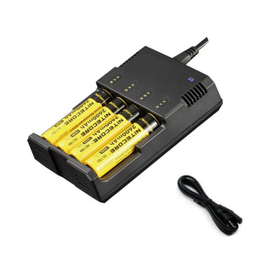 Incarcator Pentru 4 Acumulatori Li-ion Ni-MH Ni-Cd Afisaj Baterie, Compatibil cu 26650 22650 18650 18490 18350 17500 14500 10440 16350 CR123 - Frize