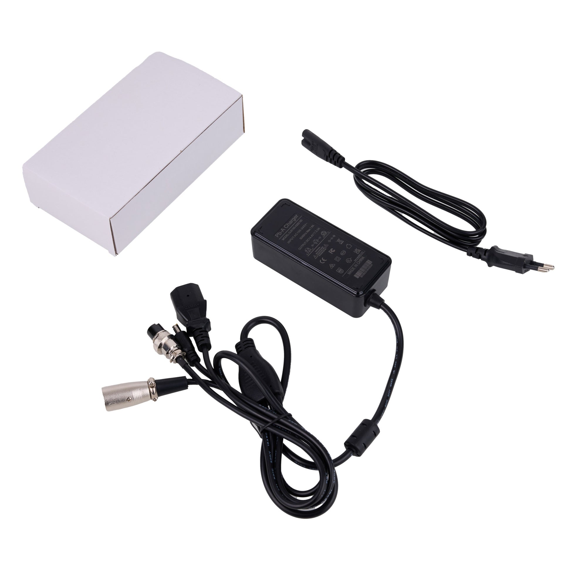 Incarcator Li-ion 54.6V/2A cu 4 Mufe de Conectare Pentru Trotinete Electrice, Biciclete, Hoverboard, Scooter, Negru - Frize