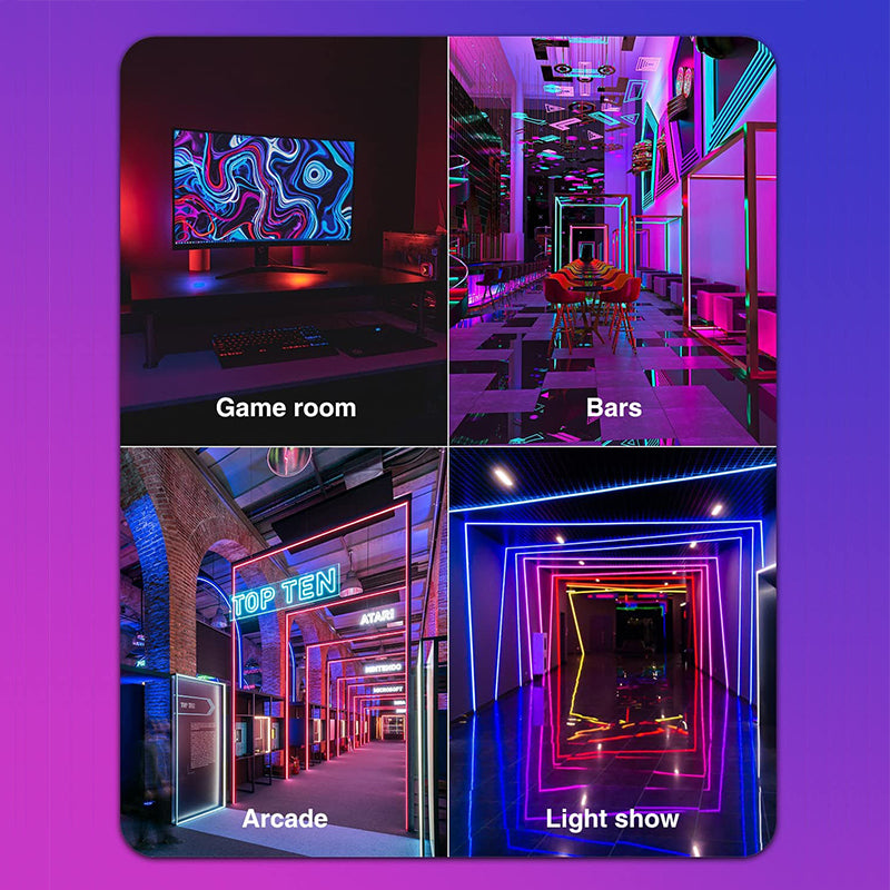 Kit Banda Led Neon RGBIC Inteligenta, WI-FI, Exterior/Interior, Rezistenta la Apa, Control Din Telefon Prin Internet, Conectare USB, Sincronizare Muzica, Telecomanda, 3M/5V - Frize