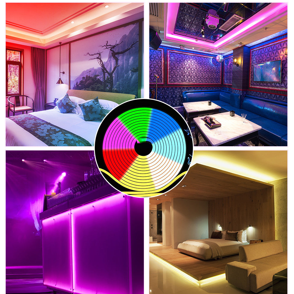 Kit Banda Led Neon RGBIC Inteligenta, WI-FI, Exterior/Interior, Rezistenta la Apa, Control Din Telefon Prin Internet, Conectare USB, Sincronizare Muzica, Telecomanda, 3M/5V - Frize