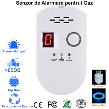 Detector de Gaze cu Alarmă de 85dB – Senzor AL-GS pentru Siguranța Locuinței și Prevenirea Gazelor Periculoase