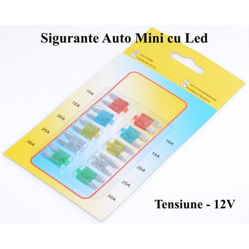 Set 10 Mini Sigurante Auto cu Led - Frize