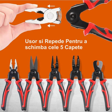 Set Multifuncțional 5 în 1 SJP-8029: Patent, Dezizolat, Clește, Sertizat și Foarfecă pentru Lucrări Diverse în Ateliere și Acasă