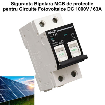 Siguranta MCB de Circuit Fotovoltaic DC 1000V - 2P / 63A