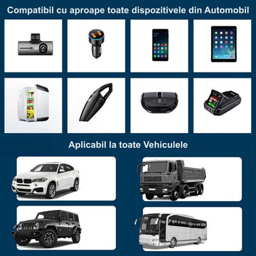 Splitter Brichetă Auto cu 2 Prize și 2 USB + 1 Tip C – Adaptor pentru Încărcare Rapidă în Mașină