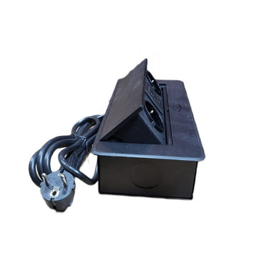 Priză Dreptunghiulară Incastrabilă cu 2 Posturi și Cablu de 2M + USB pentru Birou sau Acasă