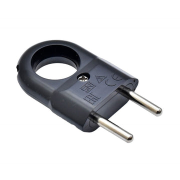 Ștecher Plat Negru cu Inel 10A – Conector Electrica pentru Utilizare Acasă sau Birou